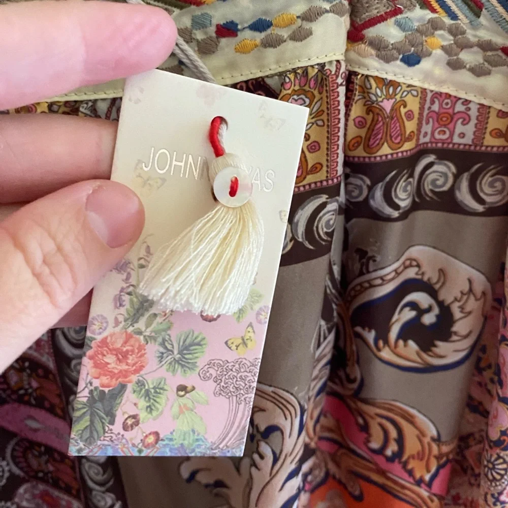 Johnny Was Flora Lace blouse 100% silk bohemian top new with tags size XL - Picture 5 of 9